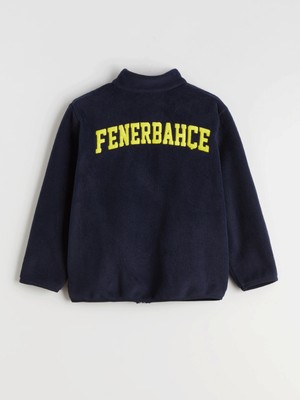 Fenerbahçe Lisanslı Lc Waikiki Erkek Çocuk Hırka Lacivert Polar Kumaşlı Uzun Kollu