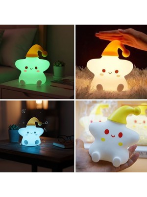 ForWhat Büro Ev Ofis Dekoru Için Şarjlı 5mod Renkli LED Pofuduk Yıldız Stil Gece Lambası