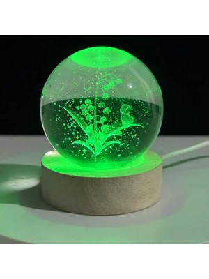 ForWhat Büro Ev Ofis Hediyesi Için Ahşap Altlıklı Renk Değiştiren Usbli Cam Küre