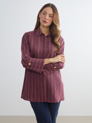 Lc Waikiki Yeni Sezon Çizgili Kadın Gömlek Tunik