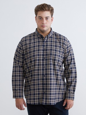 Lc Waikiki Yeni Sezon Büyük Beden Regular Fit Uzun Kollu Ekose Gabardin Erkek Gömlek