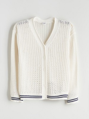 Lc Waikiki Yeni Sezon V Yaka Ajurlu Kız Çocuk Triko Hırka