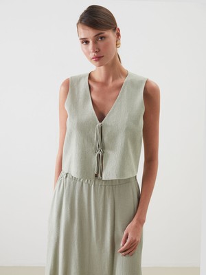 Lc Waikiki Yeni Sezon V Yaka Dokulu Kadın Klasik Yelek