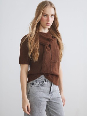 Lc Waikiki Yeni Sezon Bağlama Detaylı Bisiklet Yaka Kadın Triko Kazak