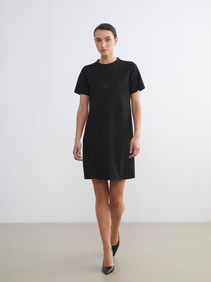 Lc Waikiki Yeni Sezon Bisiklet Yaka Taşlı Süet Mini Elbise