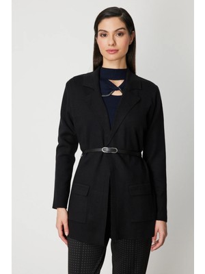 On Triko Beli Kemerli Kapak Cepli Hırka 69907