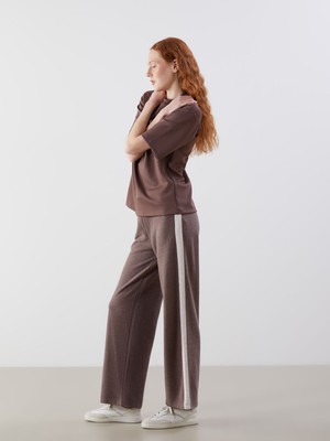 Lc Waikiki Yeni Sezon Beli Lastikli Şerit Detaylı Kadın Triko Pantolon