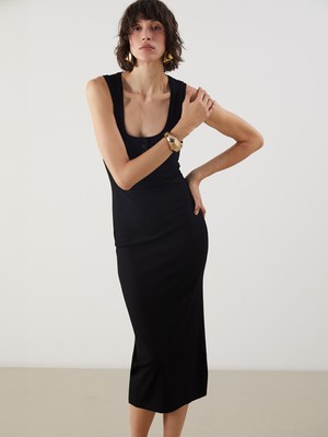 Lc Waikiki Yeni Sezon U Yaka Dokulu Bodycon Elbise