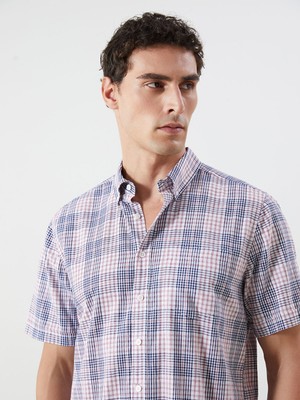 Lc Waikiki Yeni Sezon Regular Fit Kısa Kollu Ekose Poplin Erkek Gömlek