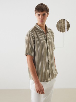 Lc Waikiki Yeni Sezon Regular Fit Kısa Kollu Çizgili Erkek Dokulu Gömlek