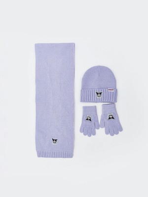 Lc Waikiki Yeni Sezon Kuromi Nakışlı Kız Çocuk Atkı Bere ve Eldiven Seti