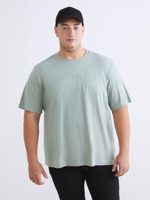 Lc Waikiki Yeni Sezon Büyük Beden Bisiklet Yaka Baskılı Penye Erkek Tişört