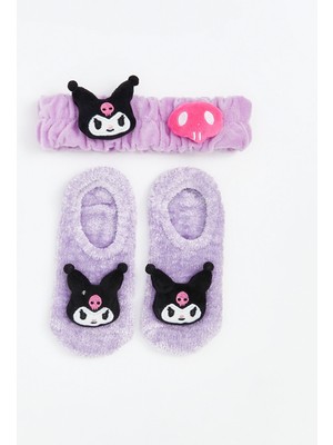 Lc Waikiki Yeni Sezon Kuromi Desenli Kaydırmaz Tabanlı Kız Çocuk Ev Çorabı ve Saç Bandı