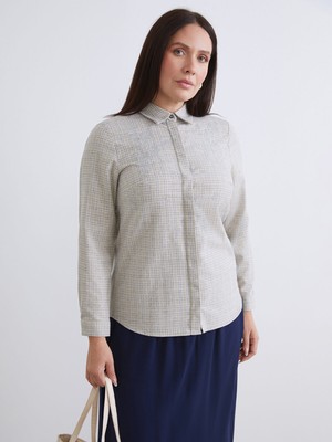 Lc Waikiki Yeni Sezon Büyük Beden Ekose Kadın Gömlek