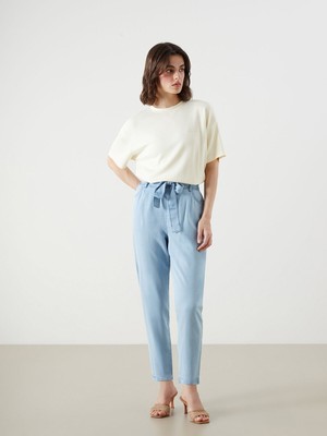 Lc Waikiki Yeni Sezon Beli Kuşaklı Paperbag Kadın Jean Pantolon