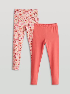 Lc Waikiki Yeni Sezon Beli Lastikli Baskılı Kız Çocuk Tayt 2'li