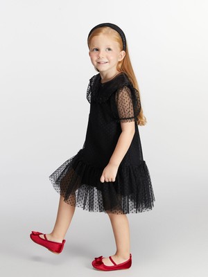 Lc Waikiki Yeni Sezon Balon Kollu Fırfırlı Kız Çocuk Elbise