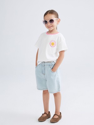 Lc Waikiki Yeni Sezon Basic Kız Çocuk Denim Görünümlü Şort