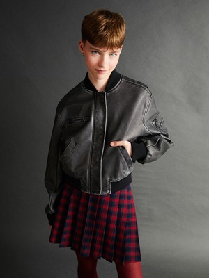 Lc Waikiki Yeni Sezon Kolej Yaka Kadın Deri Görünümlü Mont