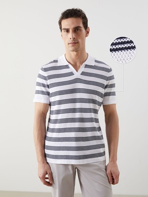 Lc Waikiki Yeni Sezon Polo Yaka Çizgili Erkek Dokulu Triko Kazak
