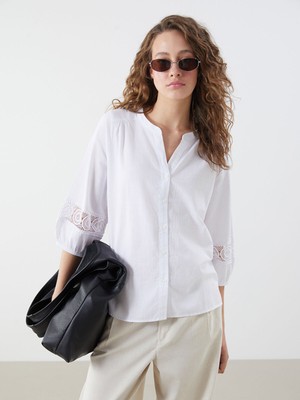 Lc Waikiki Yeni Sezon Kaçık Yaka Kroşe Detaylı Bluz