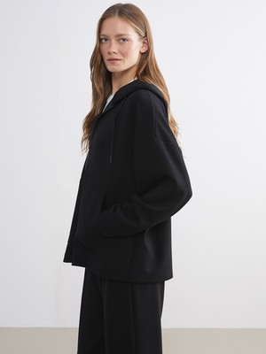 Lc Waikiki Yeni Sezon Kapüşonlu Oversize Kadın Fermuarlı Sweatshirt