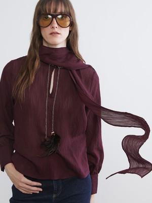 Lc Waikiki Yeni Sezon Bağlamalı Yaka Dokulu Şifon Bluz