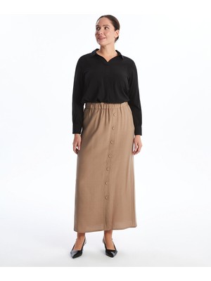 Lc Waikiki Yeni Sezon Beli Lastikli Keten Görünümlü Kadın Etek