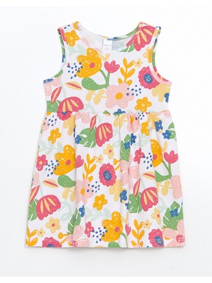 Lc Waikiki Yeni Sezon Bisiklet Yaka Çiçekli Kız Çocuk Elbise