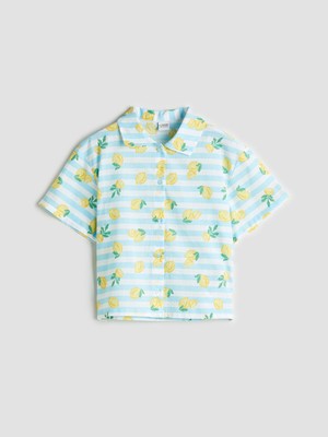 Lc Waikiki Yeni Sezon Limon Baskılı Kız Çocuk Gömlek