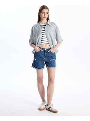 Lc Waikiki Yeni Sezon Boyfriend Fit Yırtık Detaylı Kadın Jean Şort