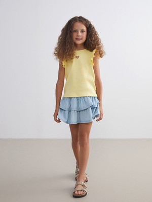 Lc Waikiki Yeni Sezon Beli Lastikli Kız Çocuk Jean Etek