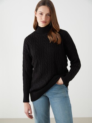 Lc Waikiki Yeni Sezon Yarım Balıkçı Yaka Kendinden Desenli Kadın Triko Tunik