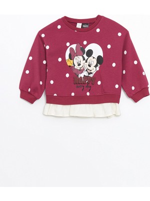 Lc Waikiki Yeni Sezon Minnie Mouse Baskılı Kız Çocuk Sweatshirt