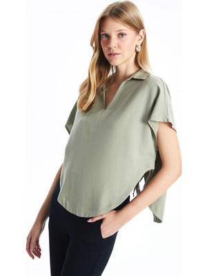 Lc Waikiki Yeni Sezon Gömlek Yaka Crop Kadın Bluz