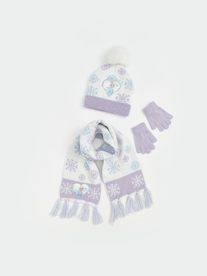 Lc Waikiki Yeni Sezon Frozen Baskılı Kız Çocuk Atkı Bere Eldiven Seti