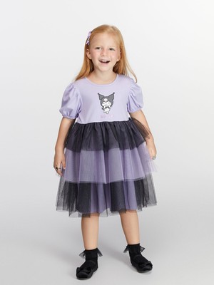 Lc Waikiki Yeni Sezon Balon Kollu Kuromi Baskılı Kız Çocuk Elbise