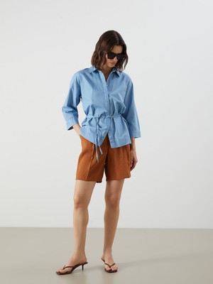 Lc Waikiki Yeni Sezon Loose Fit Modal Karışımlı Kadın Pileli Şort