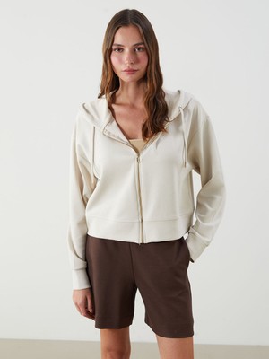 Lc Waikiki Yeni Sezon Kapüşonlu Kadın Fermuarlı Sweatshirt