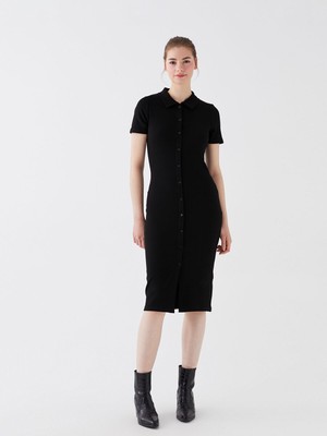 Lc Waikiki Yeni Sezon Polo Yaka Düz Kısa Kollu Kadın Bodycon Elbise