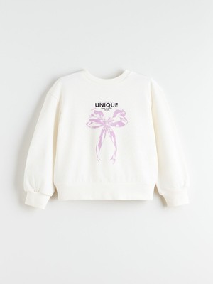 Lc Waikiki Yeni Sezon Bisiklet Yaka Baskılı Kız Çocuk Sweatshirt