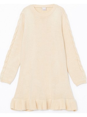 Lc Waikiki Yeni Sezon Bisiklet Yaka Kız Çocuk Triko Elbise