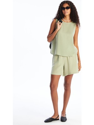 Lc Waikiki Yeni Sezon Beli Lastikli Dokulu Kadın Şort