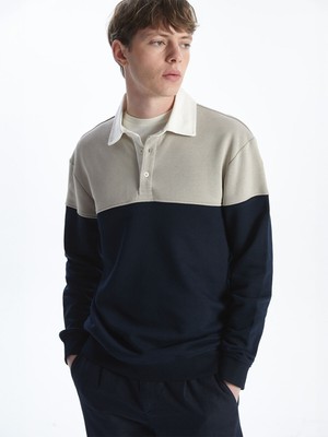 Lc Waikiki Yeni Sezon Polo Yaka Uzun Kollu Renk Bloklu Erkek Sweatshirt