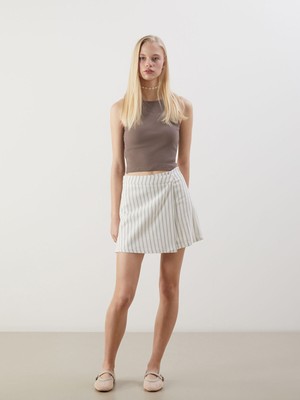 Lc Waikiki Yeni Sezon Dar Fit Çizgili Şort Etek