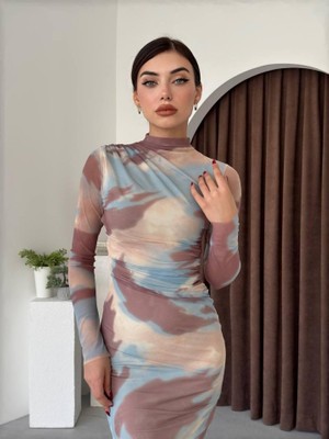 Yeşil Sarmaşık Alens Tül Elbise