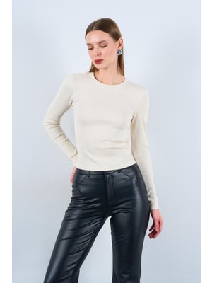 Yeşil Sarmaşık Uzun Kollu Body - Ekru