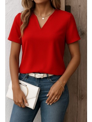 Yeşil Sarmaşık Kadın Kısa Kollu V Yakalı Ithal Krep Elbise