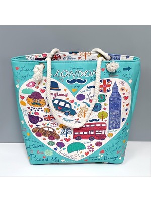 SiHako Kalp Desenli Plaj Çantası