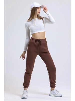 SHC4200 3 Iplik Şardonlu Paça Lastikli Eşofman Kahve